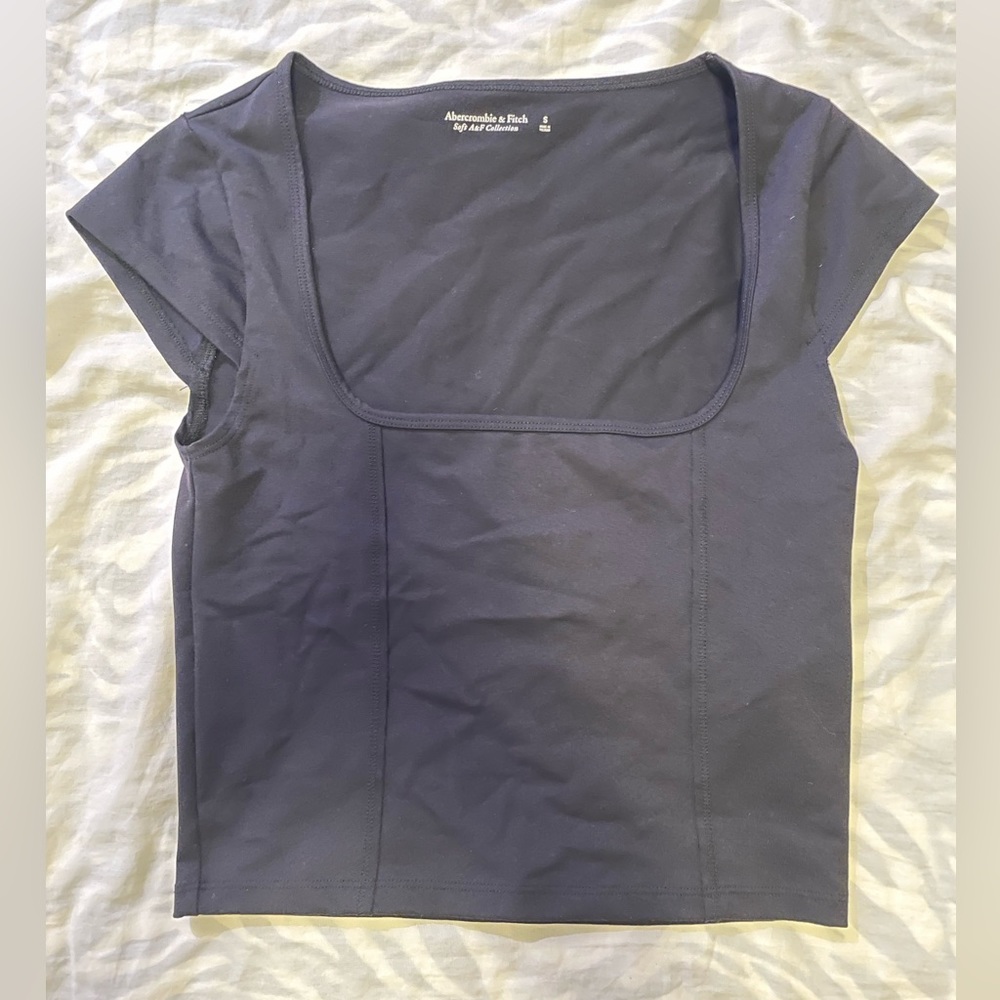 Abercrombie & Fitch black cropped square neck top | S
